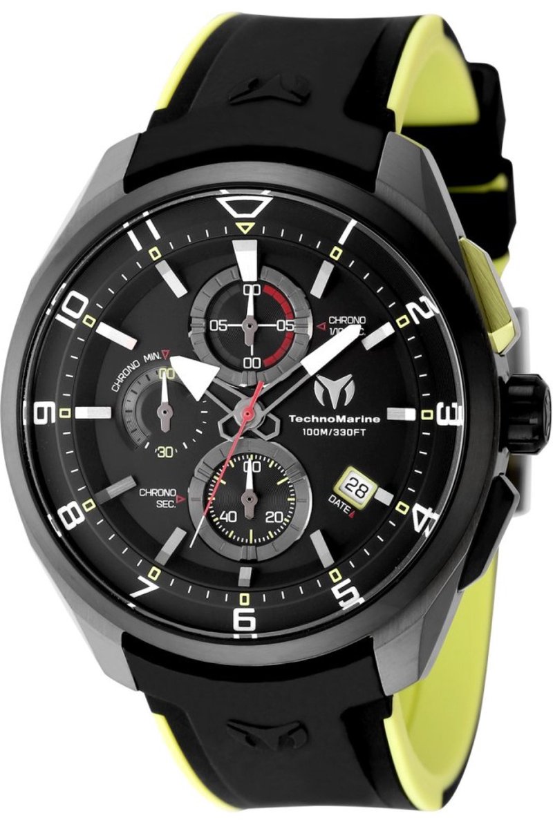 TechnoMarine OCEAN - QUANTUM TM-318126 Heren Horloge - Waterdicht - Analoog - Quartz Uurwerk - Roestvrij Staal met zwarte Wijzerplaat - 44mm