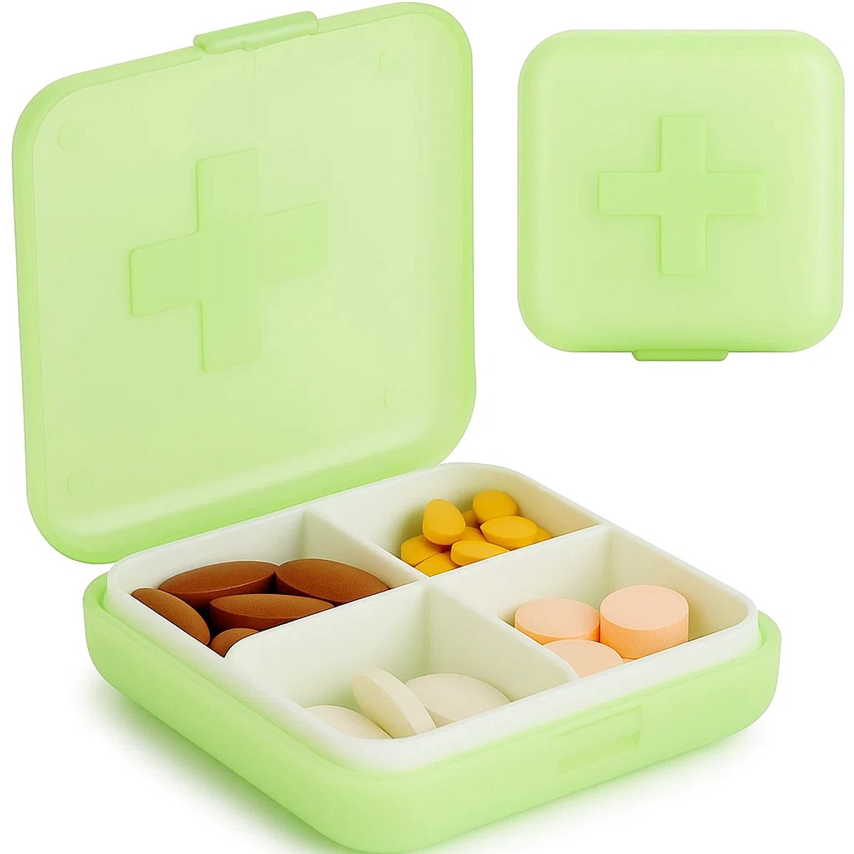 Medicijnendoosje I Pillendoosje I Pillendoos I 4 vakken I Verzegeld I Groen