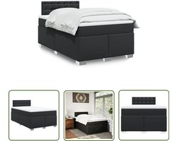 vidaXL Boxspringbed - Boxspring - Boxspring met matras kunstleer zwart 120x200 cm - Slaapcomfort - Matras - Topmatras