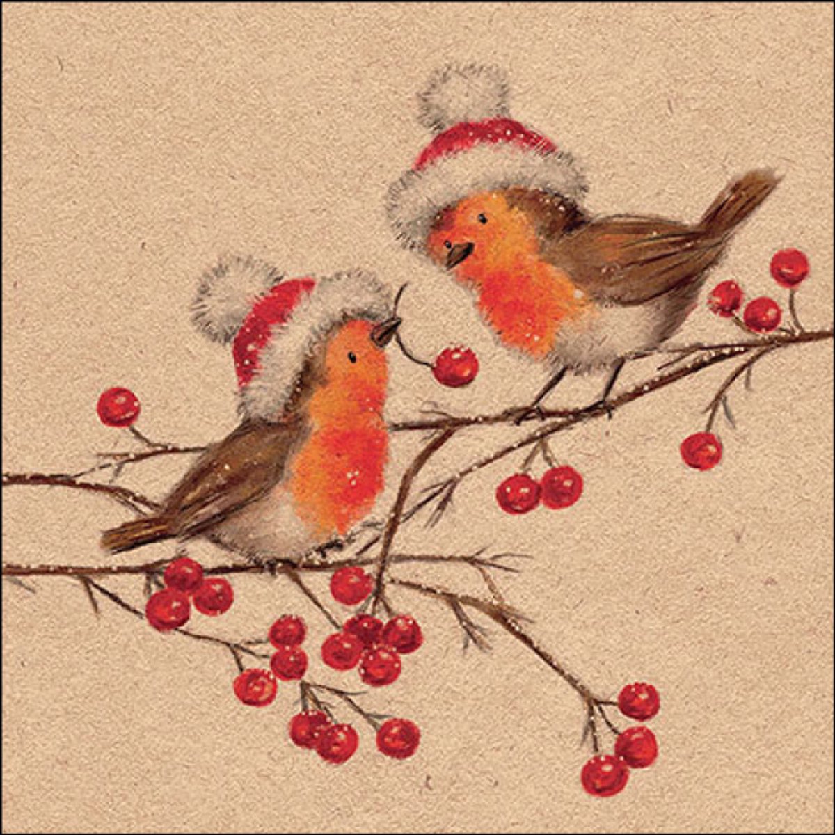 Ambiente - Servetten - Winter - Kerst - Recycled Christmas robins nature