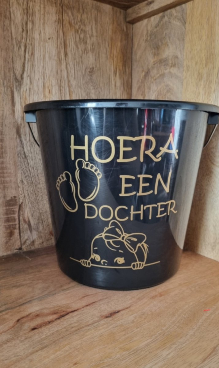 Cadeau emmer - Hoera een Dochter - Geboorte - - Bouwemmer 12 Liter