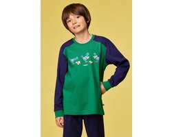 Woody pyjama jongens - duif - donkergroen - 252-10-PLK-S/792 - maat 176
