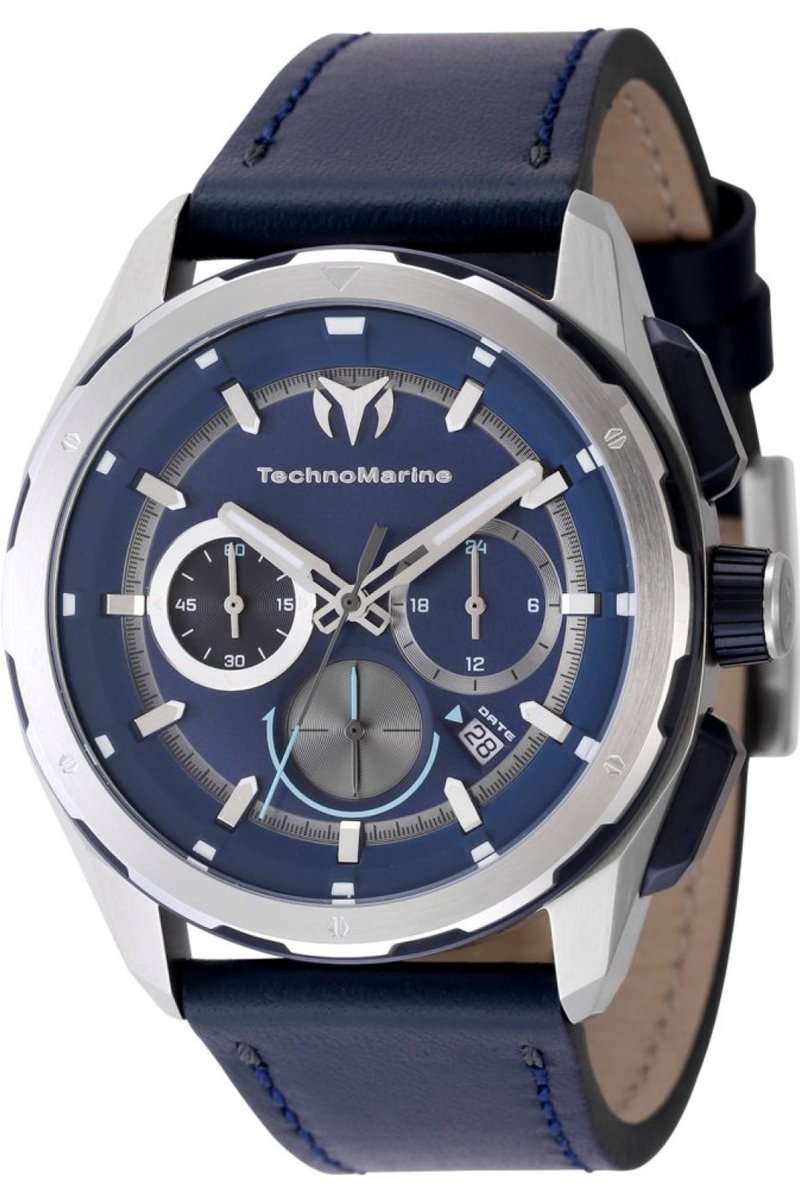 TechnoMarine OCEAN - NOMAD TM-318089 Heren Horloge - Waterdicht - Analoog - Quartz Uurwerk - Roestvrij Staal met blauwe Wijzerplaat - 43mm