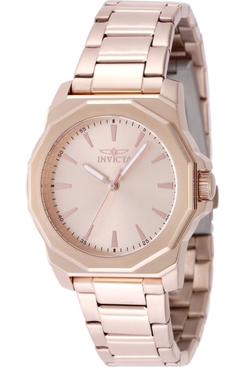 Invicta Speedway 49089 Dames Horloge - Waterdicht - Analoog - Quartz Uurwerk - Roestvrij Staal met rosegouden Wijzerplaat - 34mm
