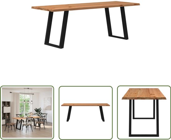 vidaXL Eikenhouten Tafel - Eetkamertafel - Eettafel met natuurlijke ...