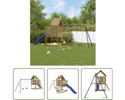vidaXL Kinder Speelgoed - Speelhuis - Speelhuis geïmpregneerd grenenhout - Hout Speeltoestel - Outdoor Speeltuin - Grenenhout Speelhuis