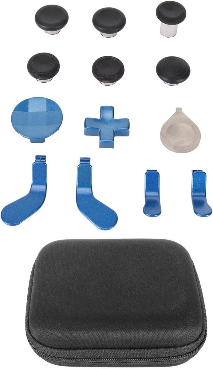 Allecto Premium - Vervangende Metalen Thumbsticks voor Xbox One Elite Controller - Magnetische Knoppenset in Blauw - 13-in-1 Set met Mod Joystick, Peddels en D-pads.