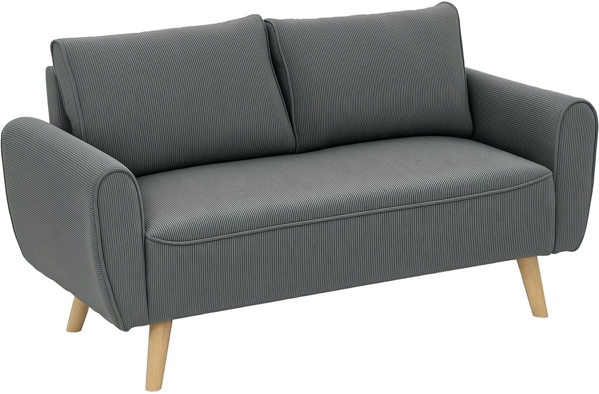 HOMCOM-2 Sitzer Sofa-Polyester, Schaumstoff-145L x 75B x 78H cm-Dunkelgrau