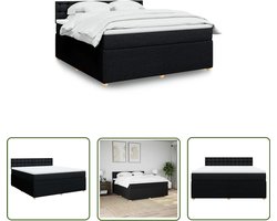 vidaXL Matras - Boxspring - Boxspring met matras stof zwart 180x200 cm - Bed Frame - Boxspringbed - Slaapkamer