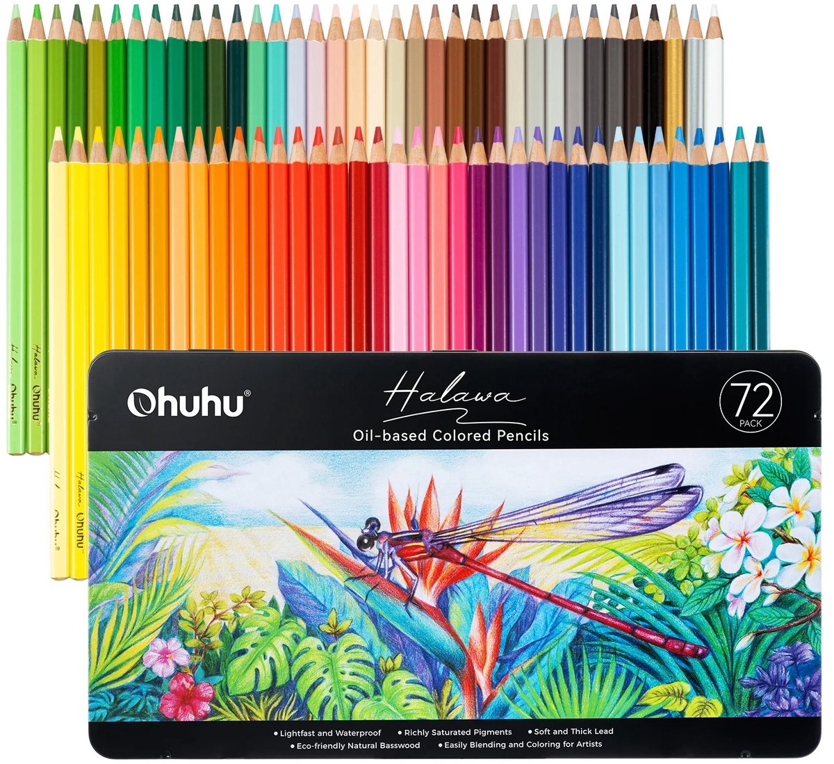 Ohuhu - Halawa - oil based kleurpotloden - 4mm kerndikte – 72 kleuren