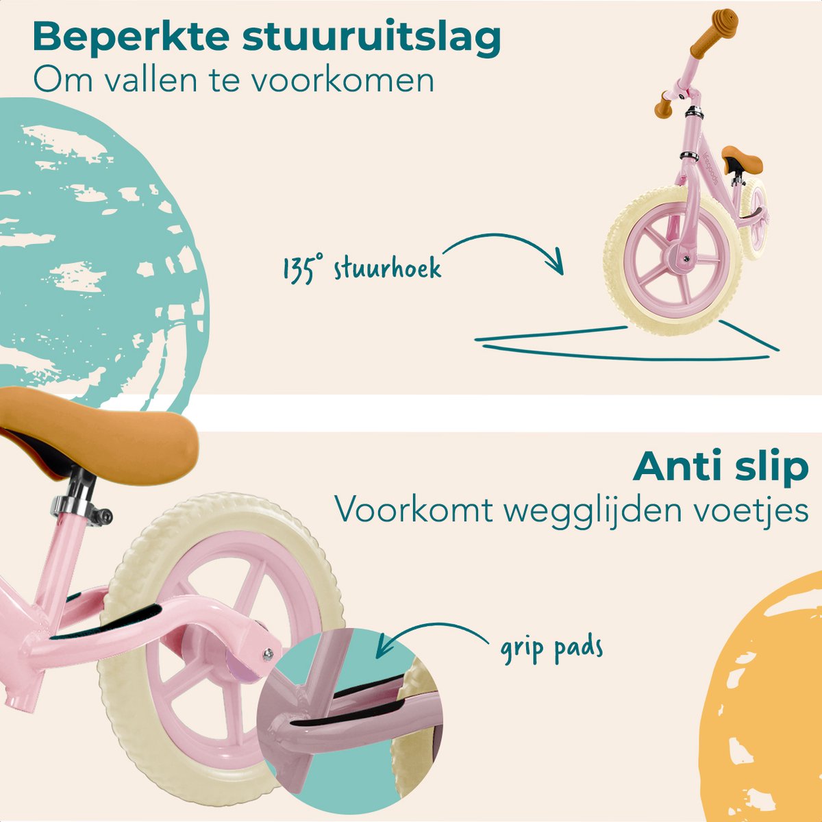 LifeGoods Loopfiets - Speelgoed 2 jaar en ouder - Jongens en Meisjes - Balance Bike - Loopfietsje - Pastelroze — afbeelding 7