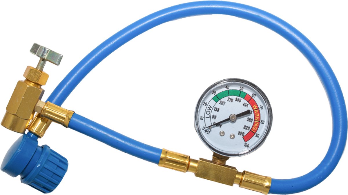 Drukslang met manometer voor zelf bijvullen van R134a / R1234yf / R12 FIXFY airconditioning