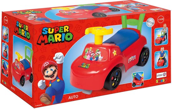 Smoby loopauto Super Mario - rode ride-on auto voor peuters.