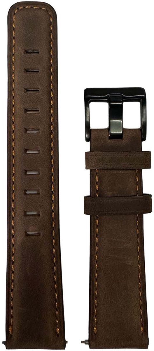 New Age Devi - Bandje Geschikt voor Huawei Watch GT - 42mm - Donkerbruin - Zwarte Gesp