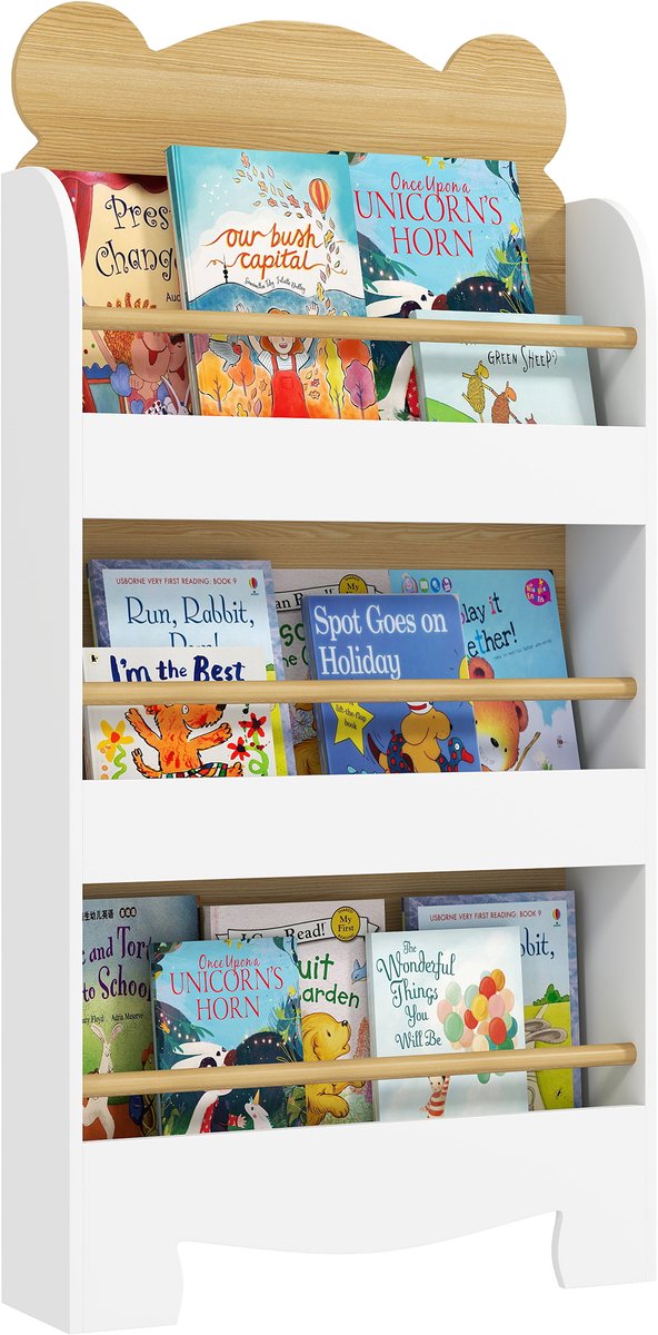 AIYAPLAY-Kinderboekenkast-MDF-55x15x110cm-Natuurlijk hout