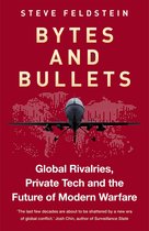 Boekomslag van 'Bytes and Bullets' door Steve Feldstein, met een drone boven een wereldkaart.