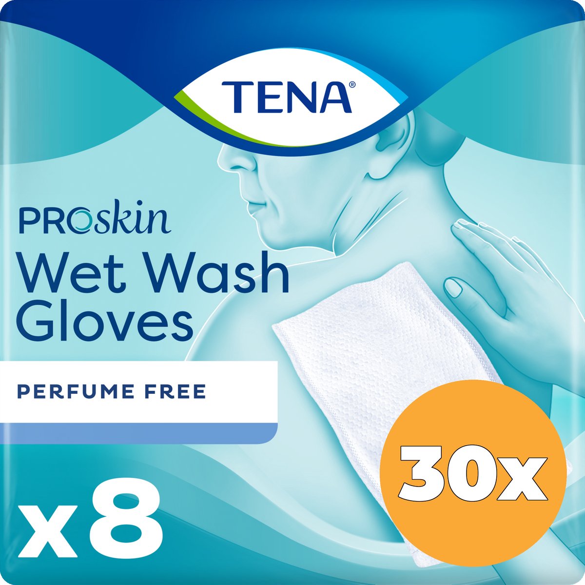 Goedkoopste 30x Tena Wet Wash Glove No perfume 8 (8 stuks