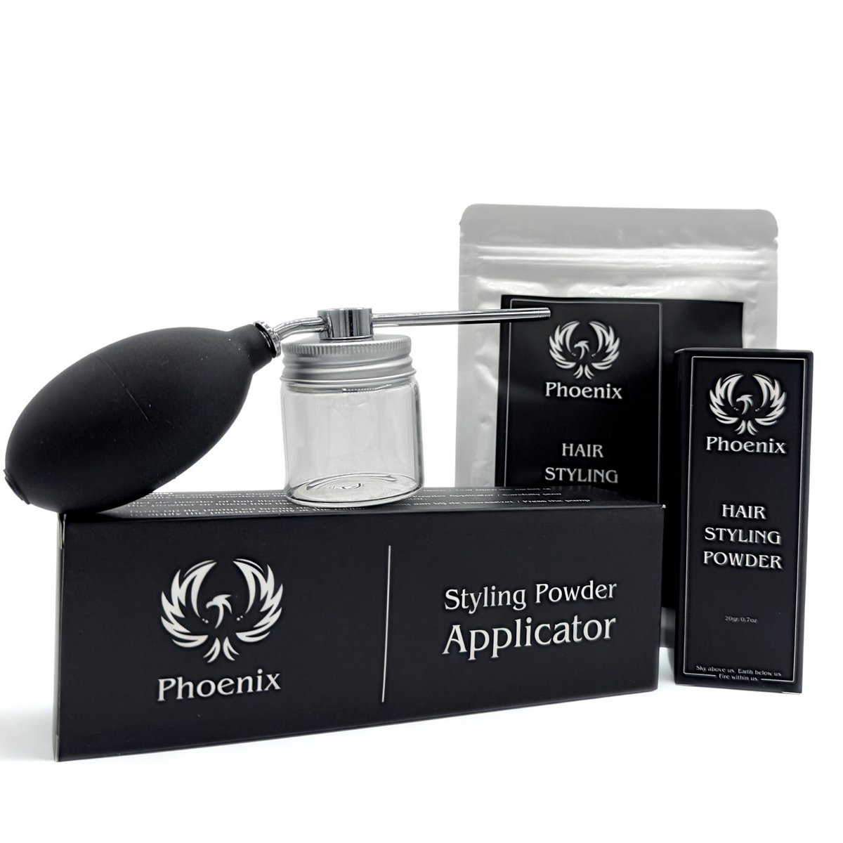 Phoenix Hair Products - Volume Poeder Set + Navulling + Applicator – 2x 20g Styling Powder – Heren & Dames – Voor Volume & Textuur