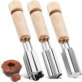 ZVD Cupcake Holenmaker Set 3-delig RVS - Hart, Ster & Bloem Vormen - Voor Vullen en Decoreren van Muffins & Taartjes