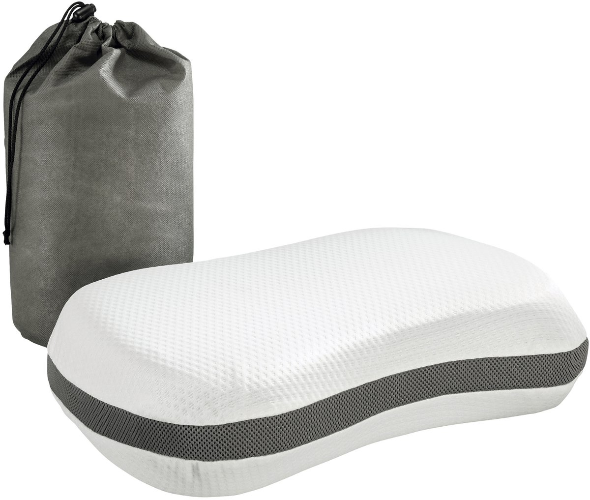 Sleepling 50 x 35 cm nekkussen van memory foam | oprolbaar reiskussen met hoes | orthopedisch visco hoofdkussen | Made in EU | afneembare hoes van microvezel, wasbaar op 60 graden | wit