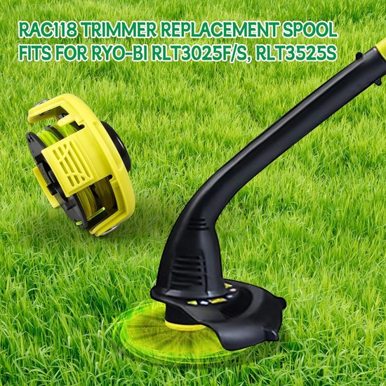Maaidraad - 6 Stuks - trimmerdraad - Reserve draden - draadspoelen - voor Ryobi RLT3025F - Vervangende lijn 27.6 FT - diameter 49.6mm - voor Vervangt spoelen uit de RAC119 & RAC118 - serie met doppen en veren - groen van Merkloos	 — afbeelding 3