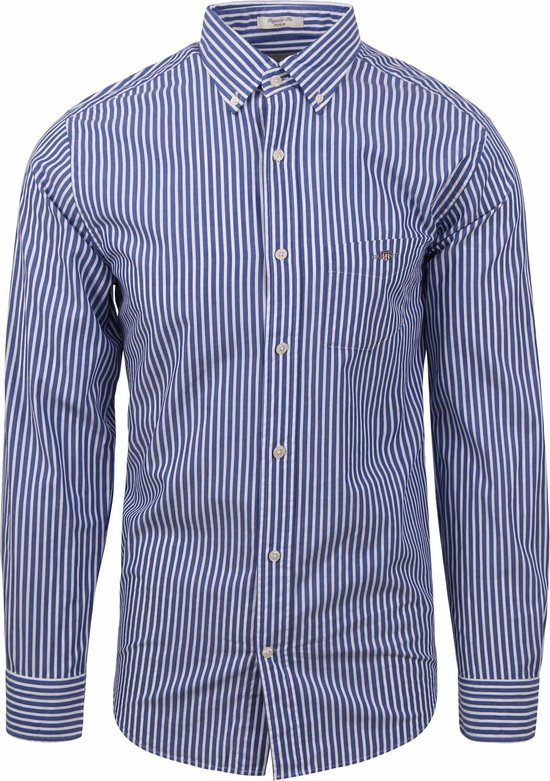 Gant Casual Overhemd Streep Blauw - Maat M - Heren - Overhemden Casual