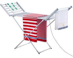 Droogrek Elektrisch 220 W Opvouwbaar met 20 Staven Aluminium Kledingrek (148 x 53 x 90 cm)