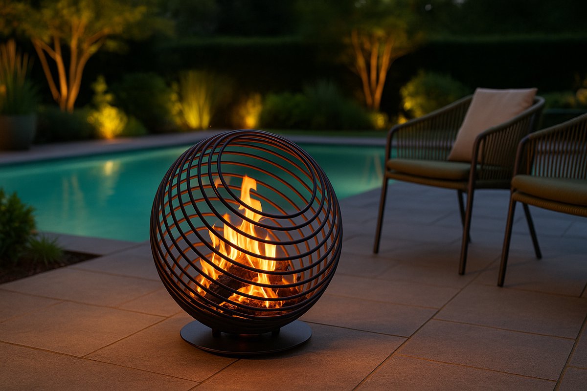Fameilleur Design Vuurkorf– Luxe Ronde Vuurschaal voor Buiten – Moderne Tuinhaard van Gepoedercoat Staal – Sfeervolle Terrasverwarmer-Buitenhaard – Houtgestookte Tuinkachel-Tuinaccessoire-Zwart- vuur korf- tuin haard- tuinhaard-vuur schaal