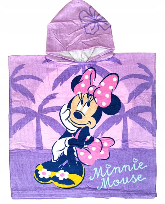 Cape de bain Minnie Mouse - Dimensions : 60 x 60 cm - Haute qualité - Serviette de Bain pour Enfants - Cape de Bain - Nager et plage - Serviette de vacances - Disney Mickey & Minnie Mouse