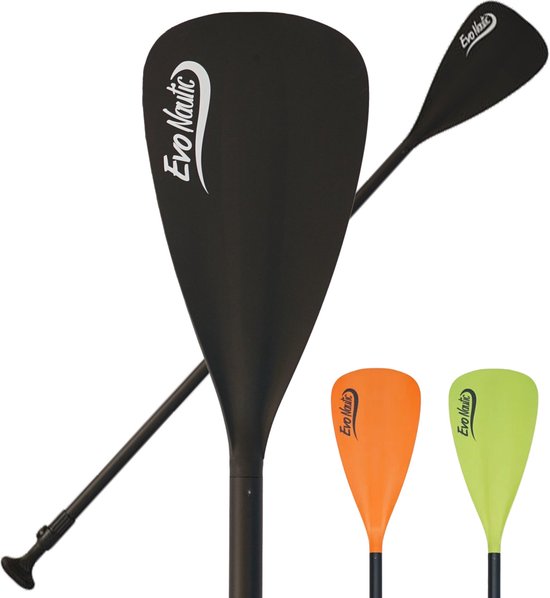 Evonautic SUP Peddel - Zwart - 2-delig - Verstelbaar in lengte - Lichtgewicht aluminium - Sterke Roeispaan