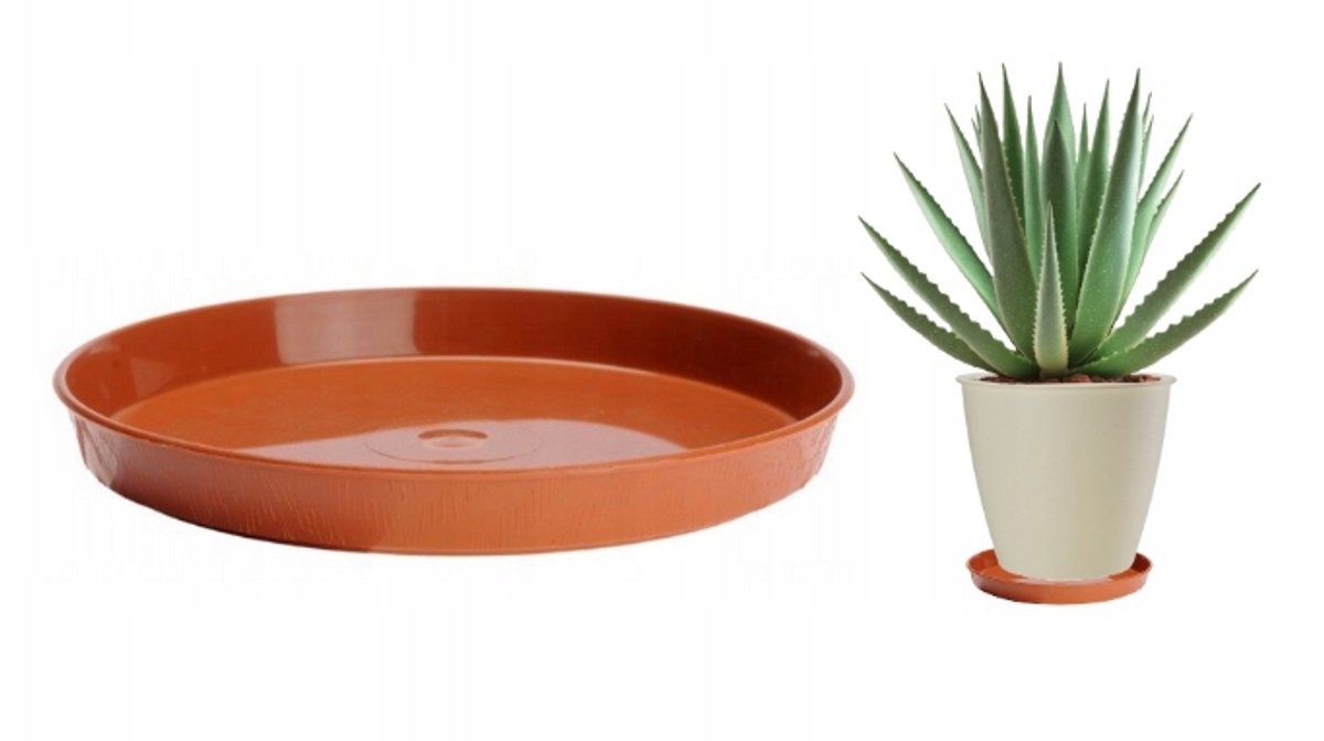 Galicja - Houten Onderzetter voor Bloempot - 14 cm - Kunststof - Terracotta