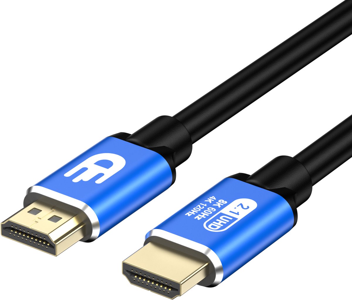 Drivv. Premium HDMI Kabel 2.1 - Ultra HD High Speed 8K - HDMI naar HDMI - Geschikt voor gameconsoles - 1 meter - Blauw