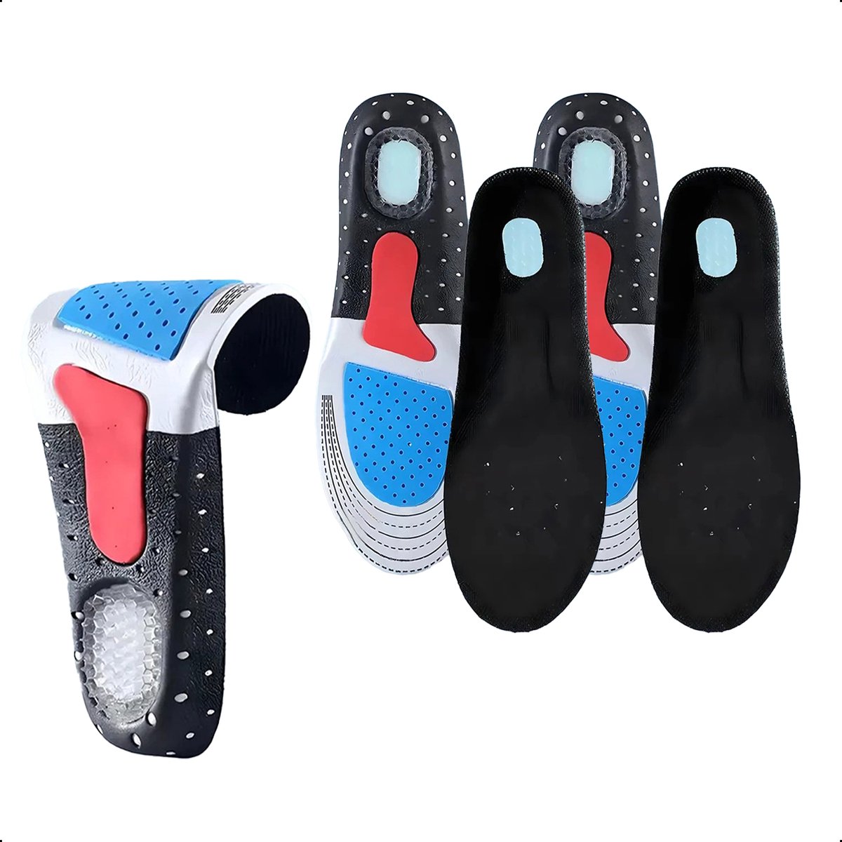 Medure® 2-Paar - 35-40 - Gel Inlegzolen - Hielspoor Zooltjes - Zwart - Steunzolen - Hakverhoger - Achillespees - Heren Werkschoenen - Dames - Vrouw - Verhogende - Badstof - Antislip - Sport