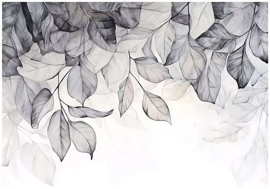 Feuilles grises transparentes sur fond clair.