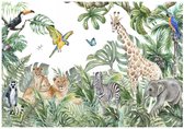 WALLARENA - Fotobehang - 400x280 cm - Fotobehang voor kinderen met een jungle thema, dieren en safari