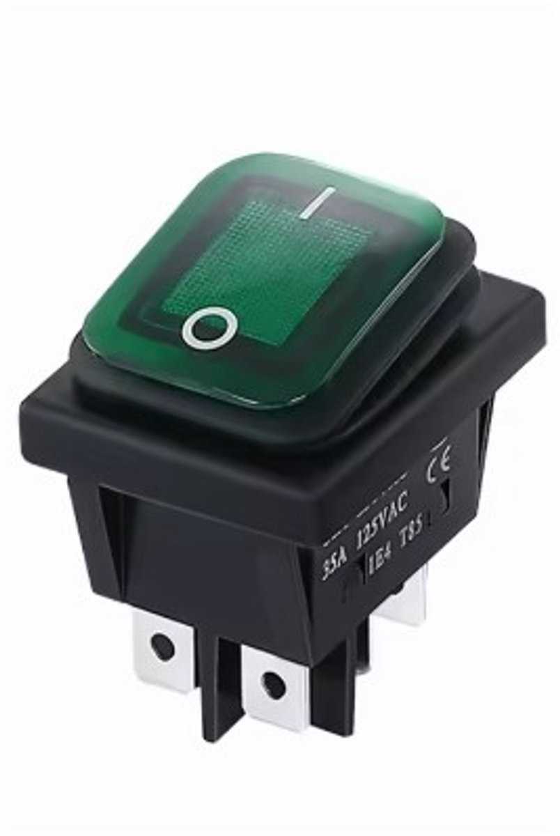 Waterdichte Wipschakelaar Groen 16A 230V IP65 – Verlichte Aan/Uit Schakelaar voor Horeca, Oven & Koelwerkbank