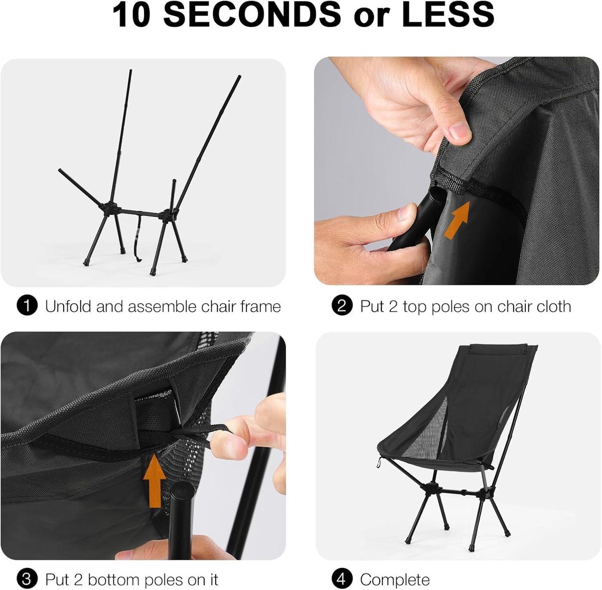 Chaise De Camping Pliante Portative Légère Pour Adultes-chaise à Dos Compacte Pour Le