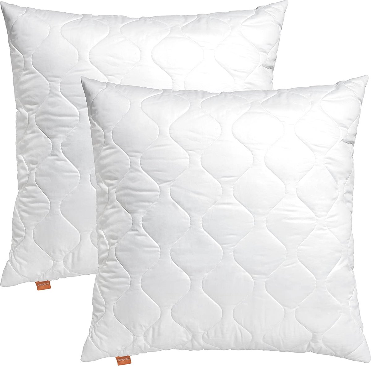 Sleepling 80 x 80 cm Hoofdkussen Basic 200 | set van 2 | navulbaar kussen | Made in EU | hoes van katoenmix | wasbaar op 60 graden | wit