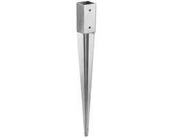 DOMAX - Paalhouder met Punt - 46x46 mm - Lengte 55 cm - Thermisch Verzinkt Staal - Slaganker
