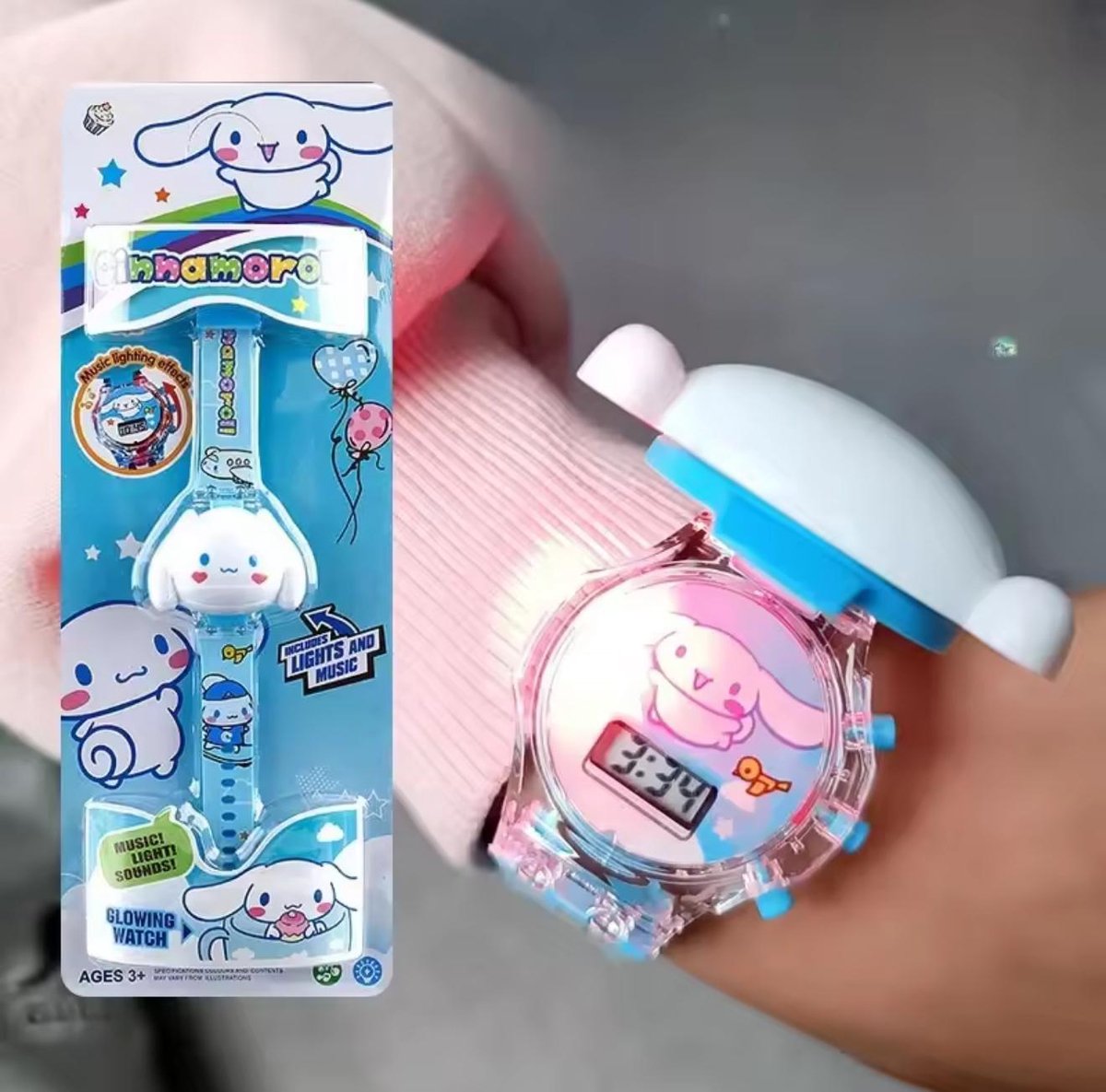 Sanrio - Cinnamoroll - Horloge - Muziek - Lichten - Siliconen bandje - Glowing Watch