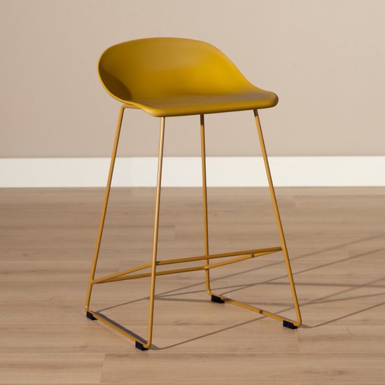 Tabouret de bar design Livin24 Ellen - Jaune - Hauteur d'assise 66 cm