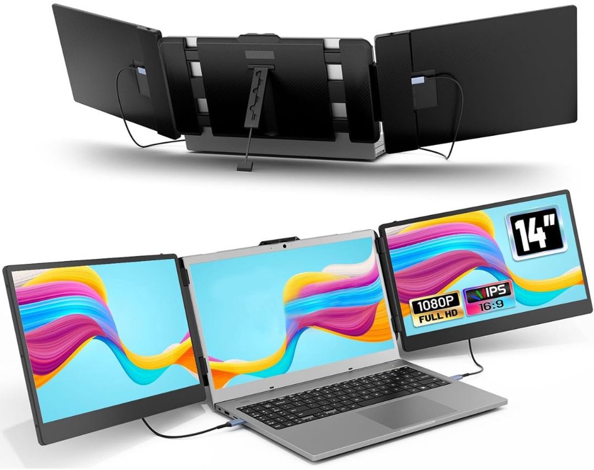 DailySupplies® Portable Monitor - Tri Screen - Laptop Uitbreider - Full HD