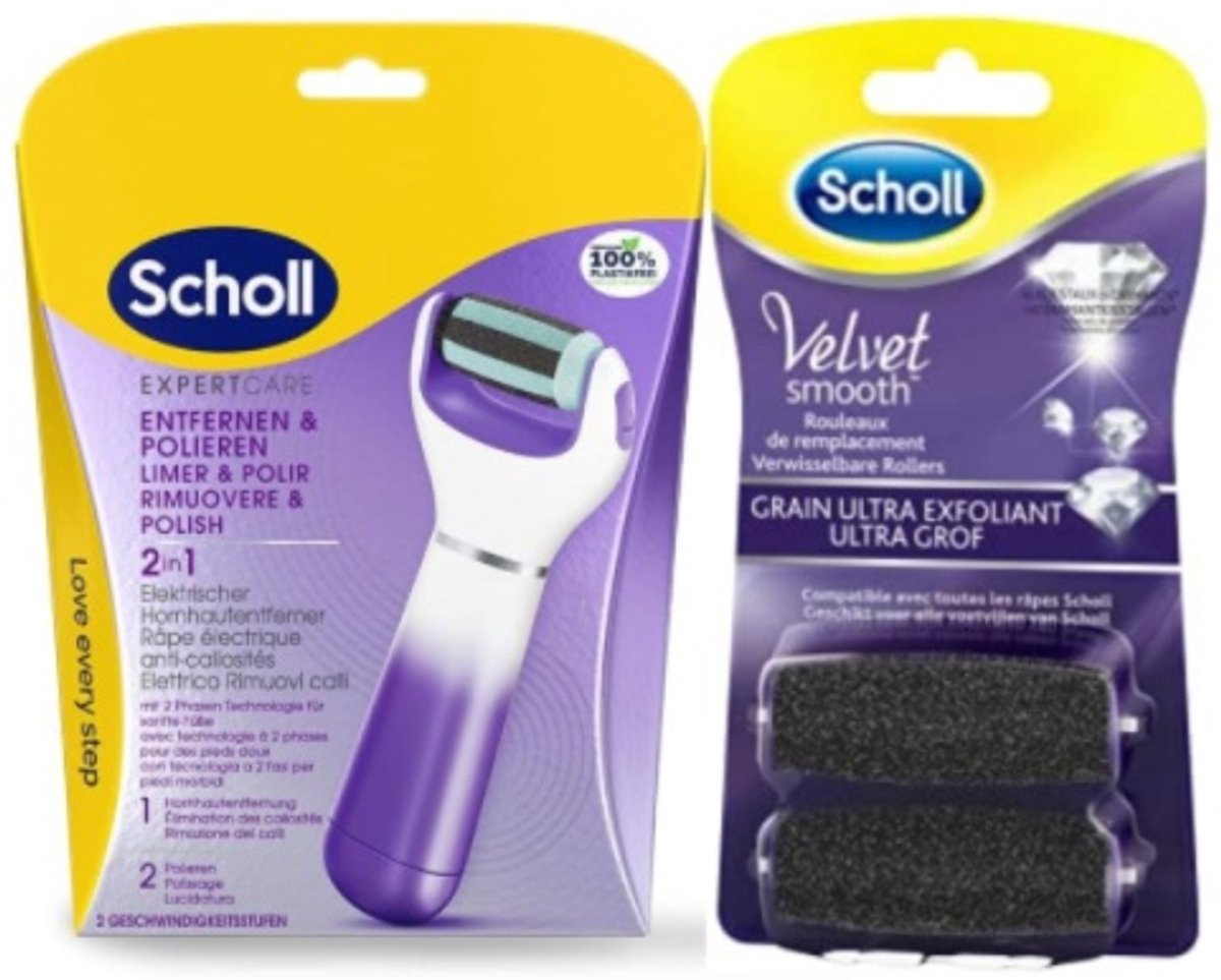 Scholl Velvet Smooth Express Pedi Elektronische + Verwisselbare extra Grof - 2 stuks -Voetvijl- Scholl-eelt verwijderaar-Eeltvijl-Voetverzorging-Huidverzorging-Eelt- Scholl Velvet Smooth-Gelukkige voeten dragen gelukkige mensen.