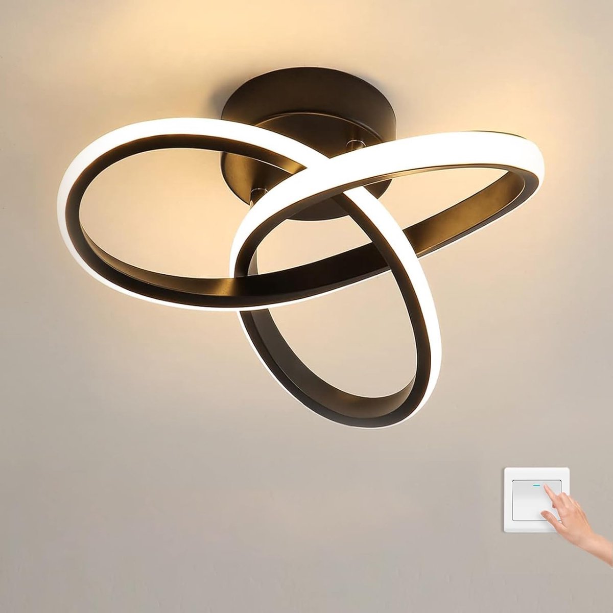 Goeco Plafondlampen - 16W - Moderne - Zwarte - 25cm - LED - Dimbaar 3000K / 4500K / 6500K