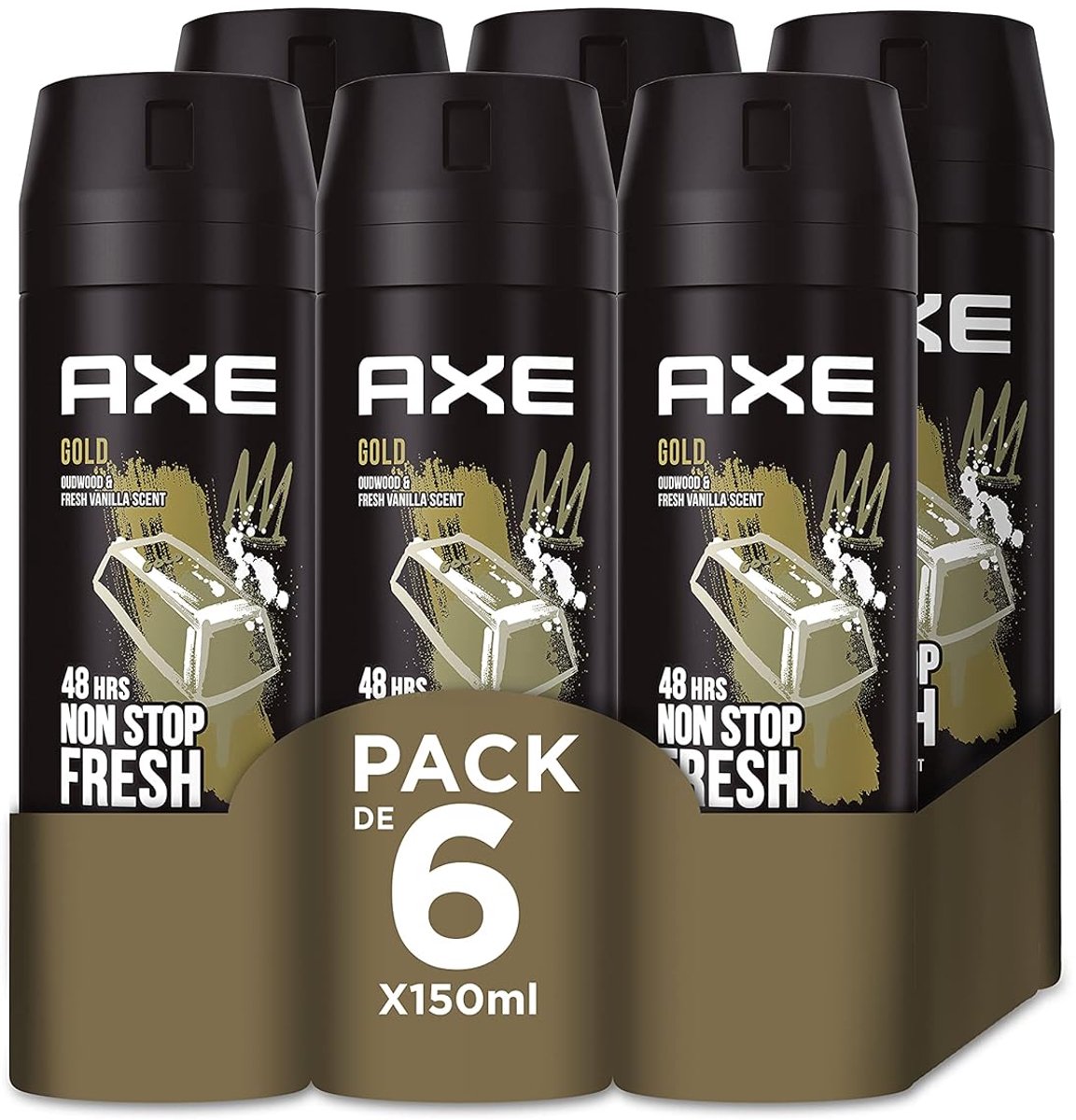 Goedkoopste Axe Deodorant Bodyspray Gold - Voordeelverpakking 6 x 150 ml