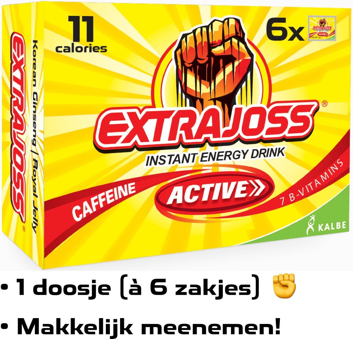 EXTRA JOSS Active 10 Sachets - Boisson Énergisante En Poudre, Ginseng, Gelée Royale, Vit B