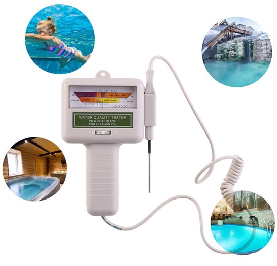 2-in-1 Chloor & PH Meter Zwembad Tester, 150mm Handvat Probe Draagbare Waterkwaliteit Monitor Analyzer voor Hydrocultuur Zwembad en Aquarium PH Meter