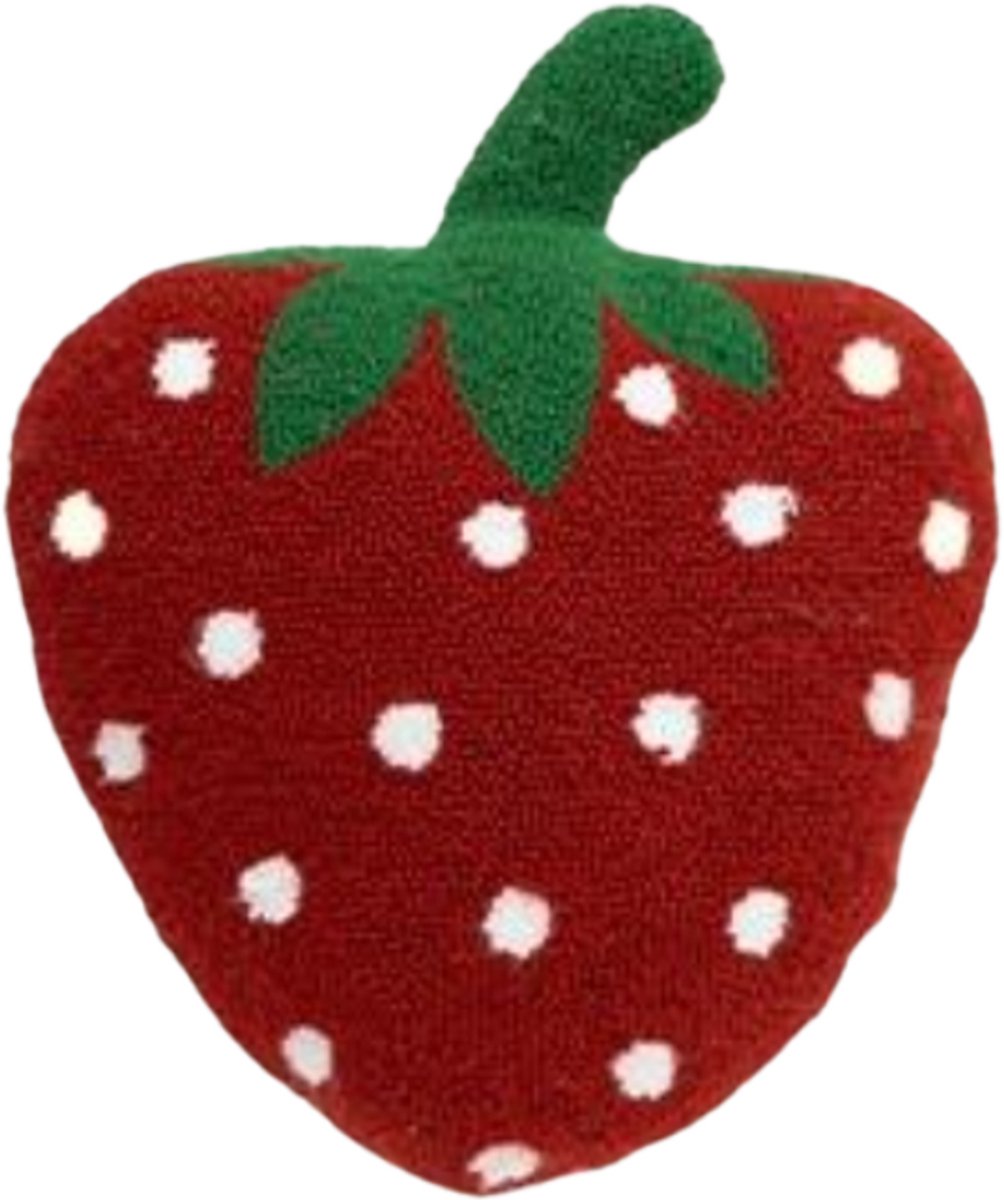Aardbei - Sierkussen in vorm van Aardbei - Vormkussen – 40x50 cm Rood/Groen/Wit – Fruitvormig - Luxe Pluche Sierkussen voor Kinderkamer & Woondecor – RBAN SPCTRA®