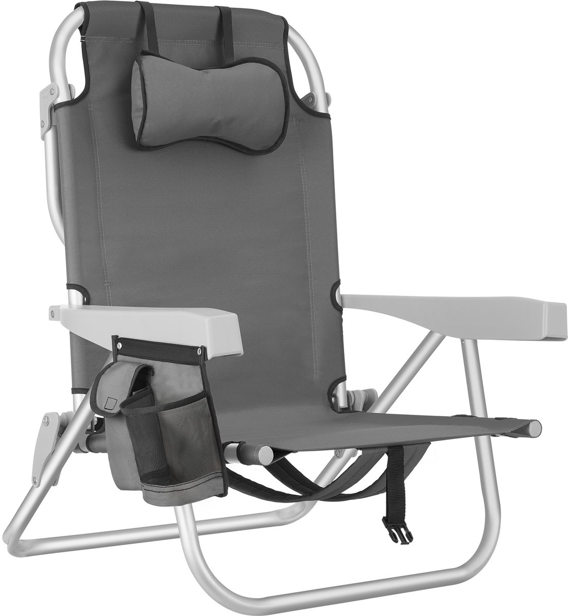 Tectake Aluminium Strandstoel Coral - Opvouwbaar Met Rugzakfunctie - Set Van 2 - Zwart