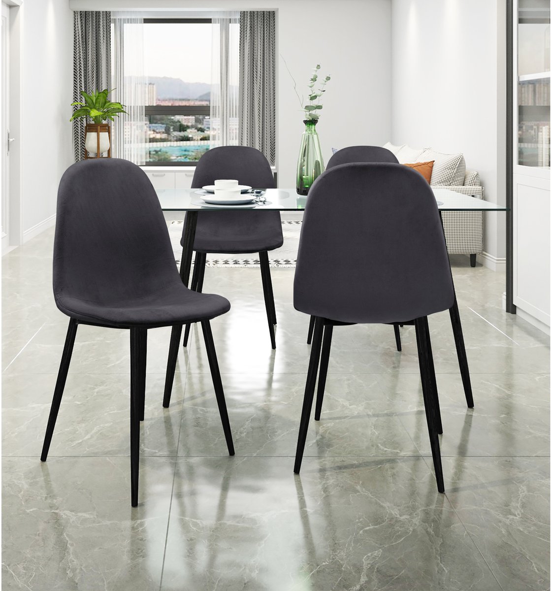 Notio Living Monza-Eetkamerstoel - 4 Pack - Antraciet Grijs